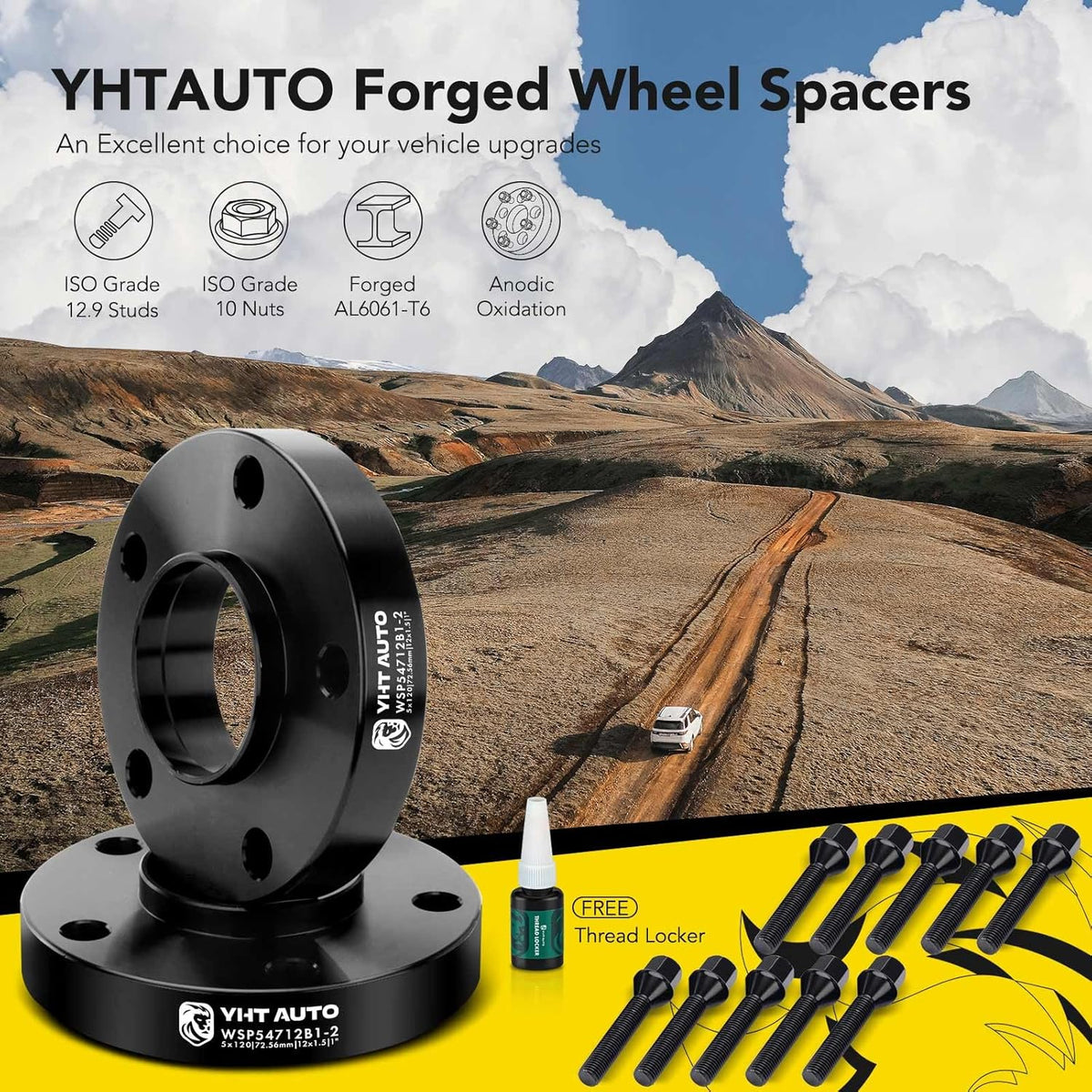 YHTAUTO 2-Piece 5×120 Hub-Centric Wheel Spacers for 1991-2011 BMW 1/3/5/6/7/8, M3, M5, M6, Z3, Z4, and Z8, M12x1.5 Studs, 72.56mm Hub Bore, 5-Lug, Black