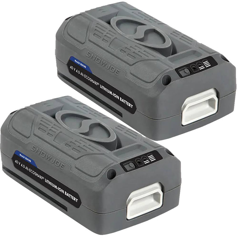 Snow Joe iBAT40 Ion EcoSharp Lithium-Ion Batteries, 2-Pack with 40 V and 4.0 Ah Capacity