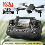 E88 Foldable Mini Drone with Screen Controller, SD Card, 2 Batteries, 360° Flips, Waypoint Flight, Active Obstacle Avoidance, and One-Key Takeoff/Landing, Black