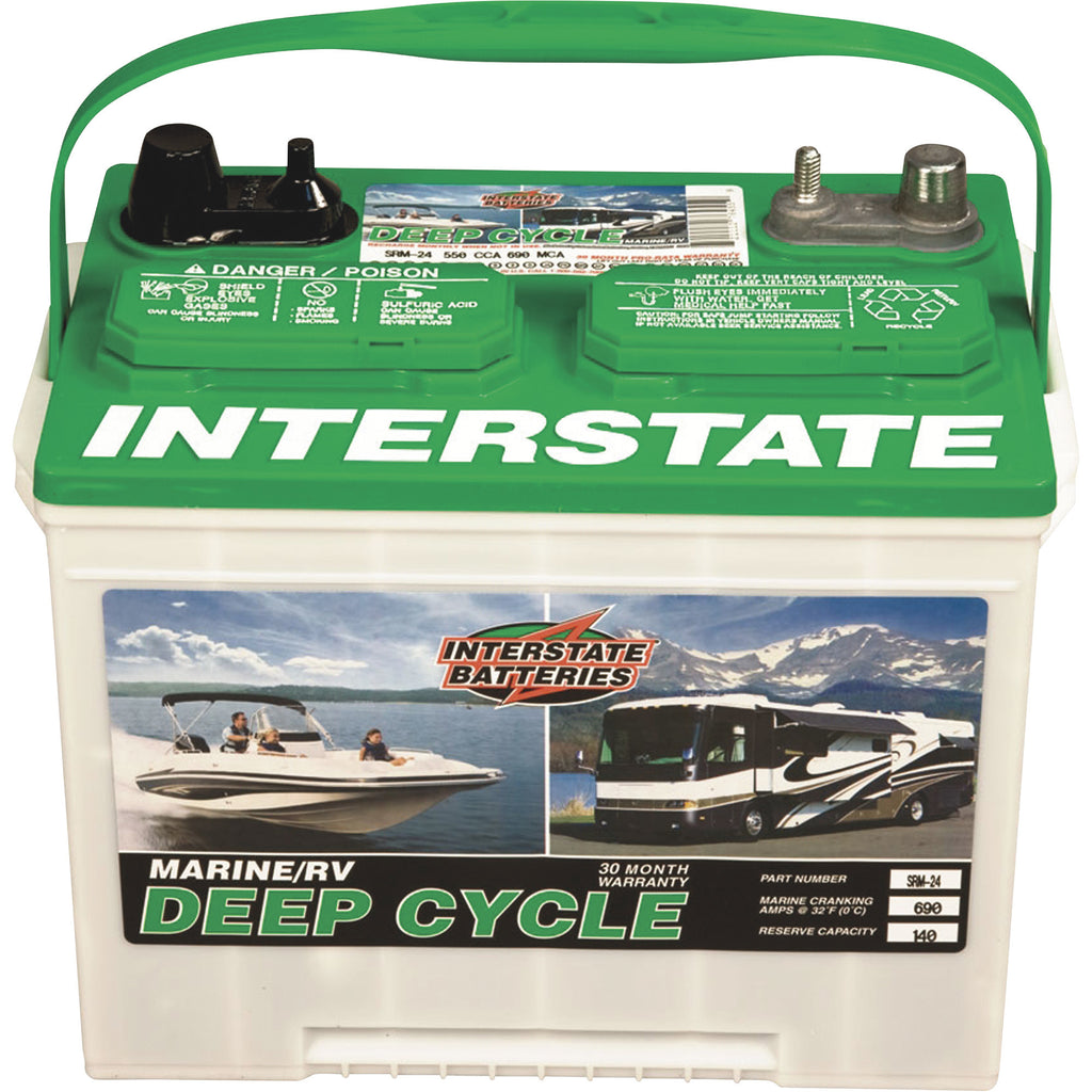 Interstate Marine/RV Deep Cycle Battery, Group Size 27M, 12 Volt Sealed Lead Acid