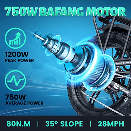 VITILAN i7 Pro Folding Electric Bike for Adults with 750W BAFANG Motor, Fat Tires, Full Suspension, Removable 16AH/20AH Cell Battery & 8-Speed Drivetrain
