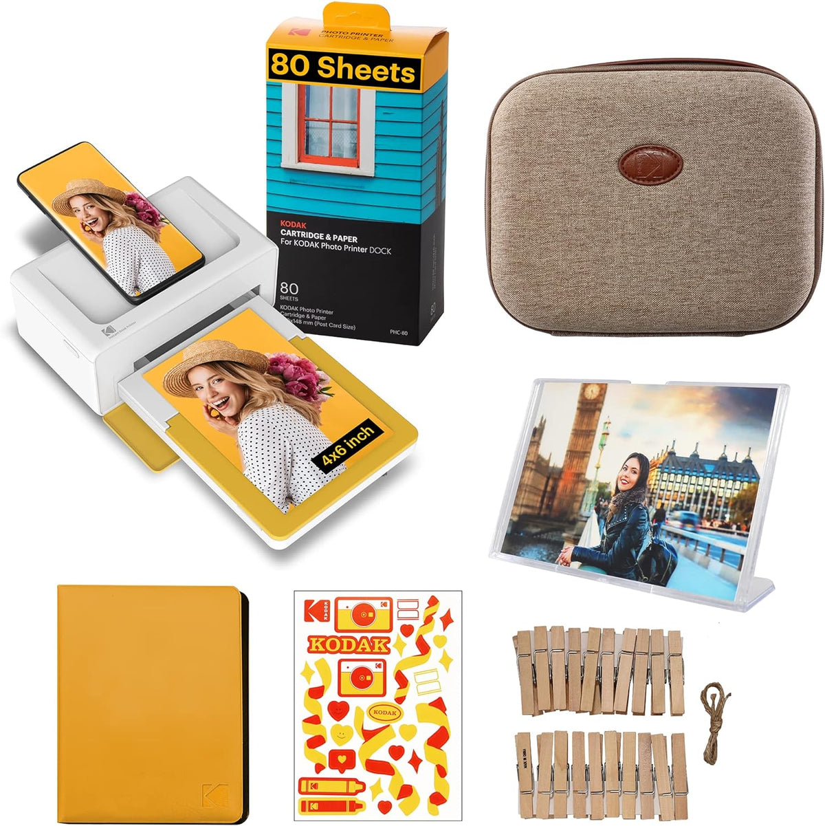 Kodak Dock Plus Portable 4×6 Full-Color Photo Printer for iOS, Android, and Bluetooth Devices with 4Pass Lamination