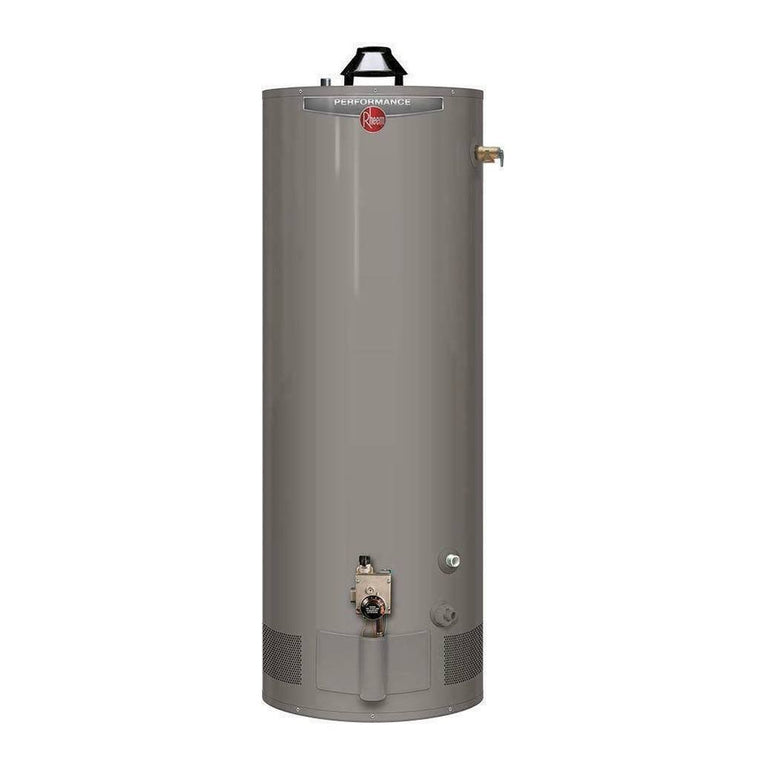 40-Gallon Tall Natural Gas Water Heater for Manufactured Housing, Rheem Performance Series with 34,000 BTU Input and 6-Year Warranty
