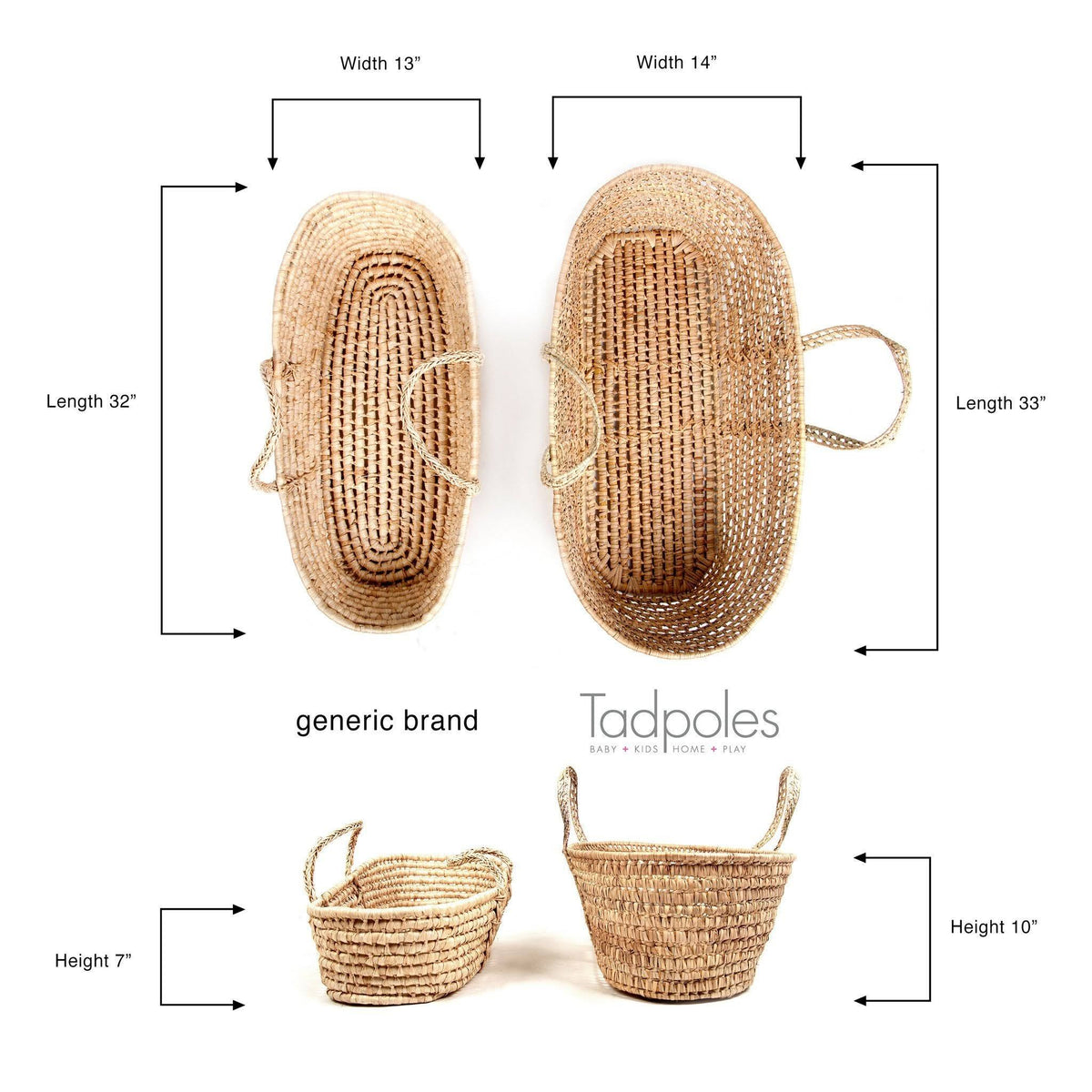 Tadpoles Organic Moses Basket Crafted from All-Natural Materials