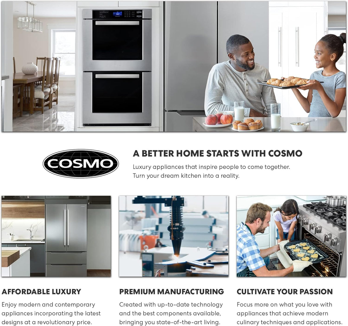 Cosmo 5U30 30 in. Slim Range Hood for Under-Cabinet Installation, Convertible Ducted or Ductless Venting with 3-Speed Fan, Reusable Filter and LED Lights, Stainless Steel