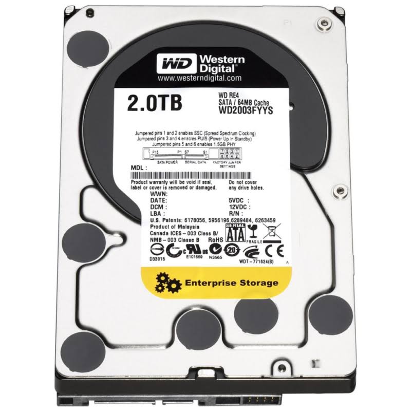 WD RE4 Enterprise SATA Hard Drive, 2TB 3.5-inch Model Wd2003fyys