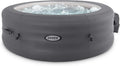Intex Simple Spa 28481E Inflatable Round Hot Tub, 77in x 26in 4-Person Outdoor Spa with 100 Bubble Jets, Filter Pump, Cover, and Gray Finish