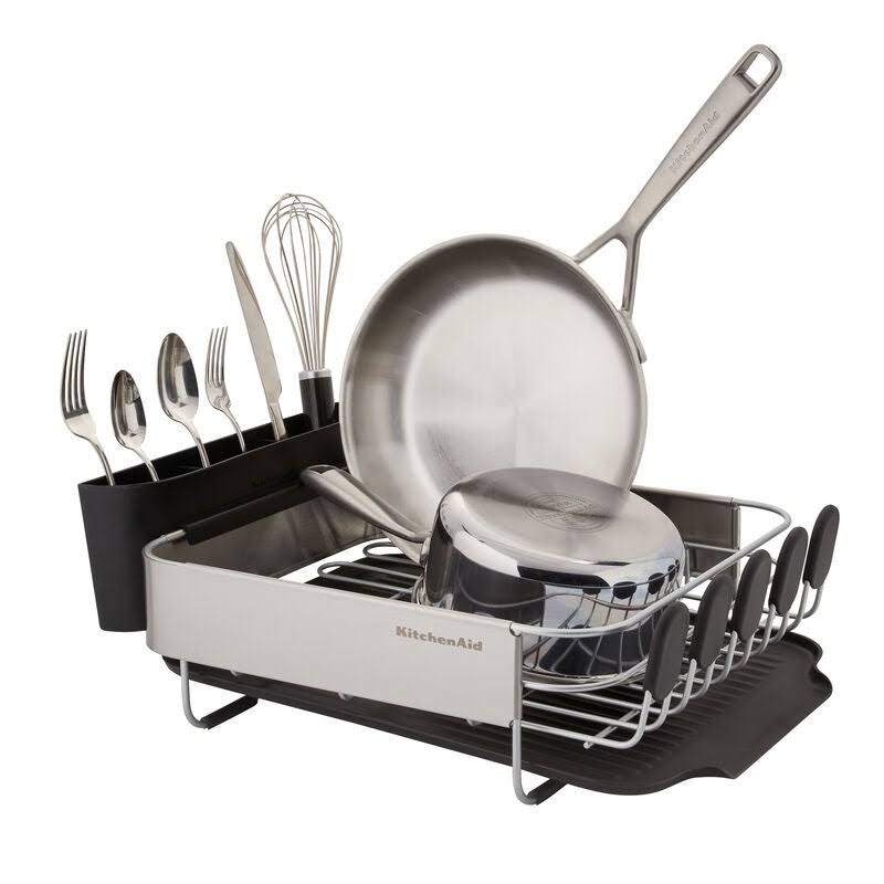 Black KitchenAid Compact Dish Rack, Crafted from Stainless Steel, 16.06-Inch