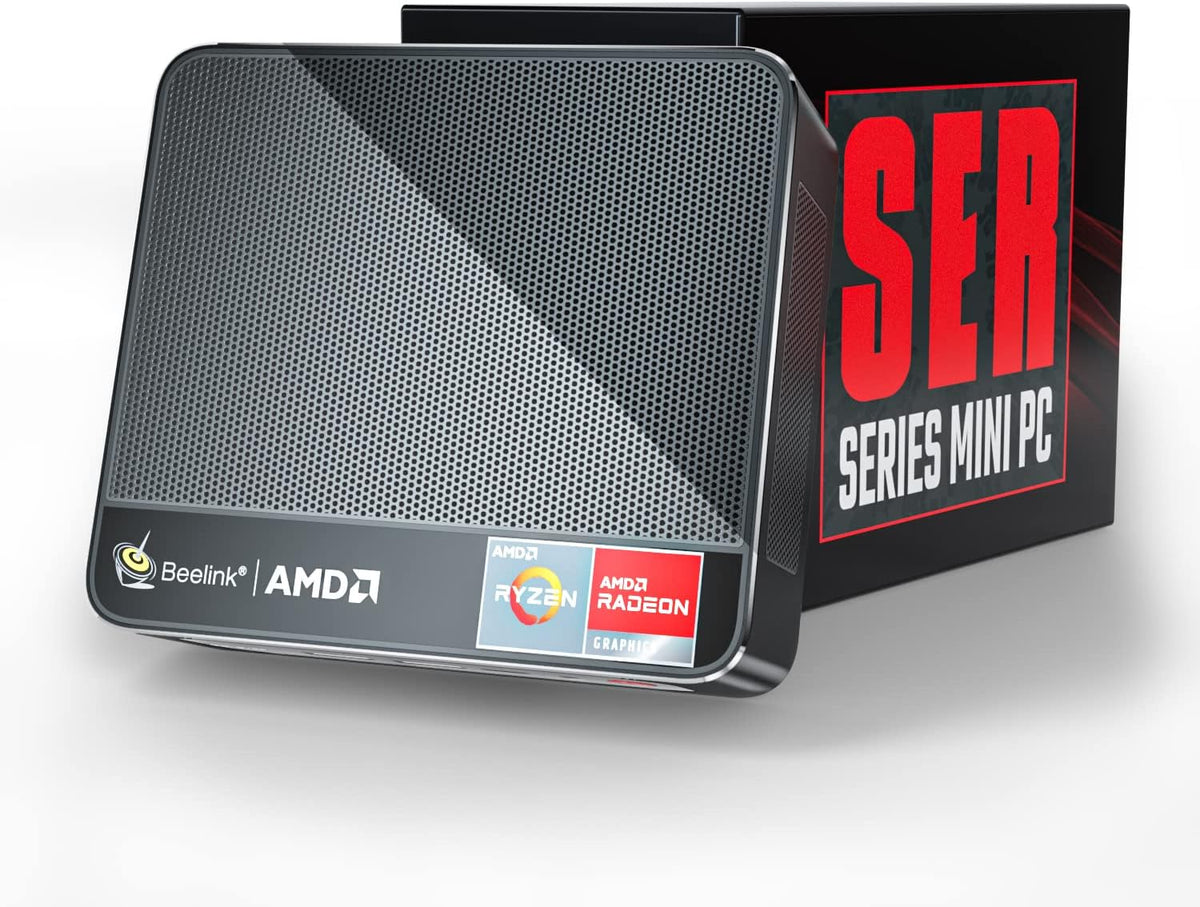 Beelink SER4 Mini Gaming PC with Windows 11, AMD Ryzen 7 4800U 7nm Processor, 8C/16T up to 4.2GHz, 32GB DDR4 RAM, 512GB NVMe SSD, 4K@60Hz Triple Display, Dual HDMI and Type-C, 57W, WiFi 6E, Bluetooth 5.0