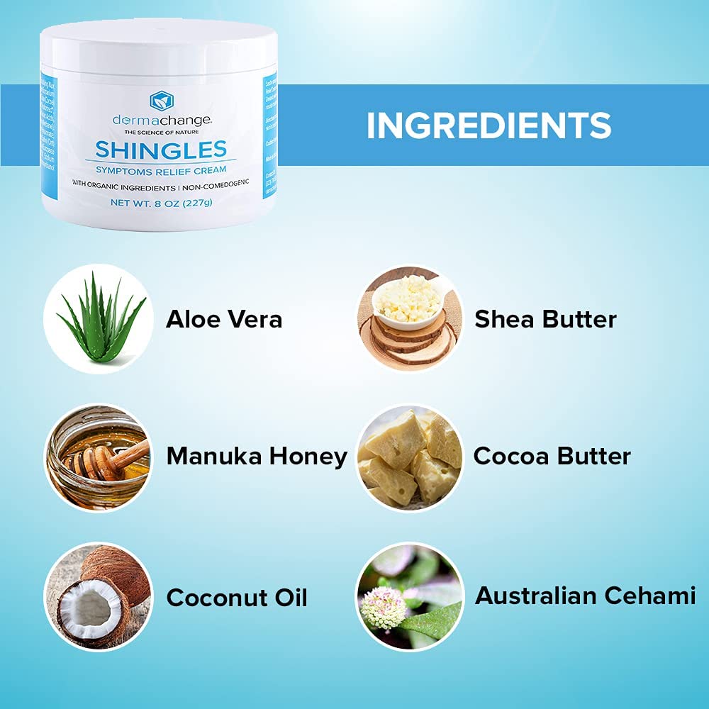 8oz Manuka Honey Cream for Natural Shingles Treatment, Nerve Pain Relief, Itchy Dry Skin, Scars and Face & Body Moisturizing