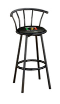The Furniture King 29-Inch Black Metal Bar Stool with Music-Themed Bob Marley Decal
