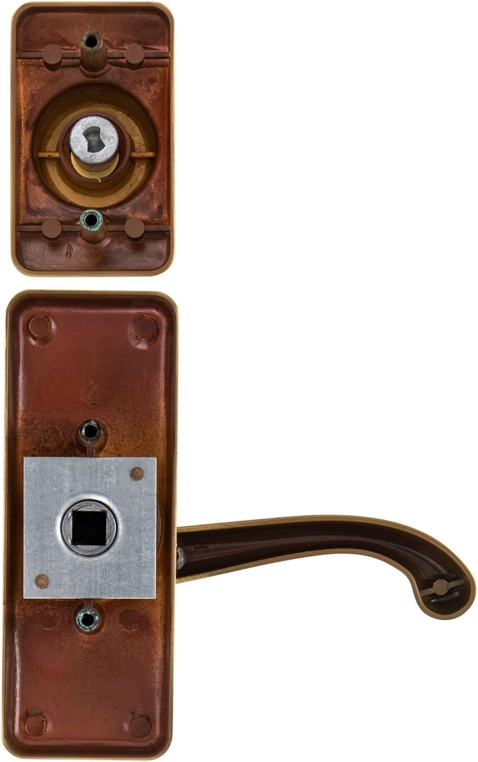 Ideal Security Satin Gold Door Lever with Deadbolt Lock for Storm and Screen Doors