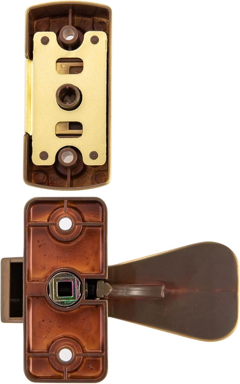 Ideal Security Satin Gold Door Lever with Deadbolt Lock for Storm and Screen Doors