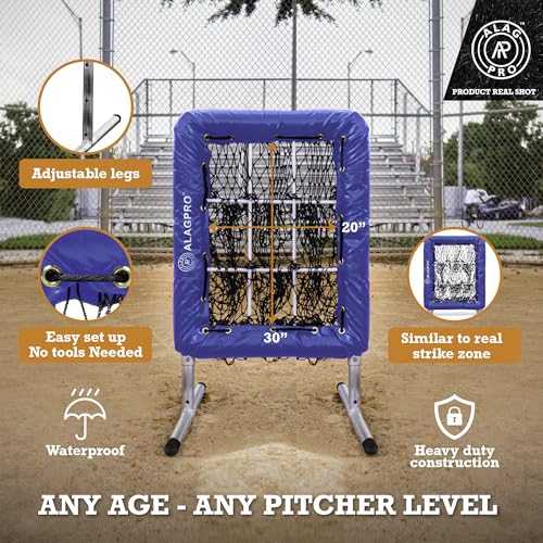 ALAGPRO The Original 9-Hole Baseball and Softball Pitching Net with Strike Zone Pocket and Pitching Target