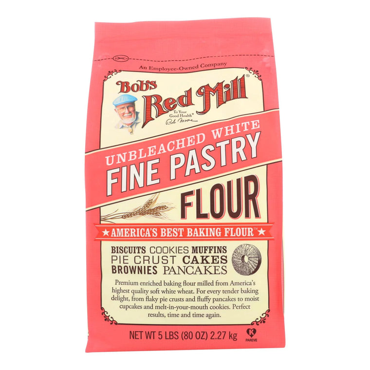 Bob’s Red Mill Unbleached White Fine Pastry Flour, 5 lb Case of 4