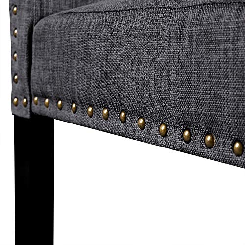 Set of 6 Yaheetech Upholstered Parsons Dining Chairs with Padded Fabric Seats, Nailhead Trim and Wood Legs, Khaki (3 Packages)