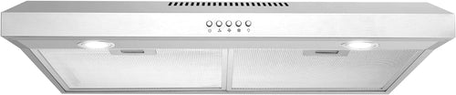 Cosmo 5U30 30 in. Slim Range Hood for Under-Cabinet Installation, Convertible Ducted or Ductless Venting with 3-Speed Fan, Reusable Filter and LED Lights, Stainless Steel