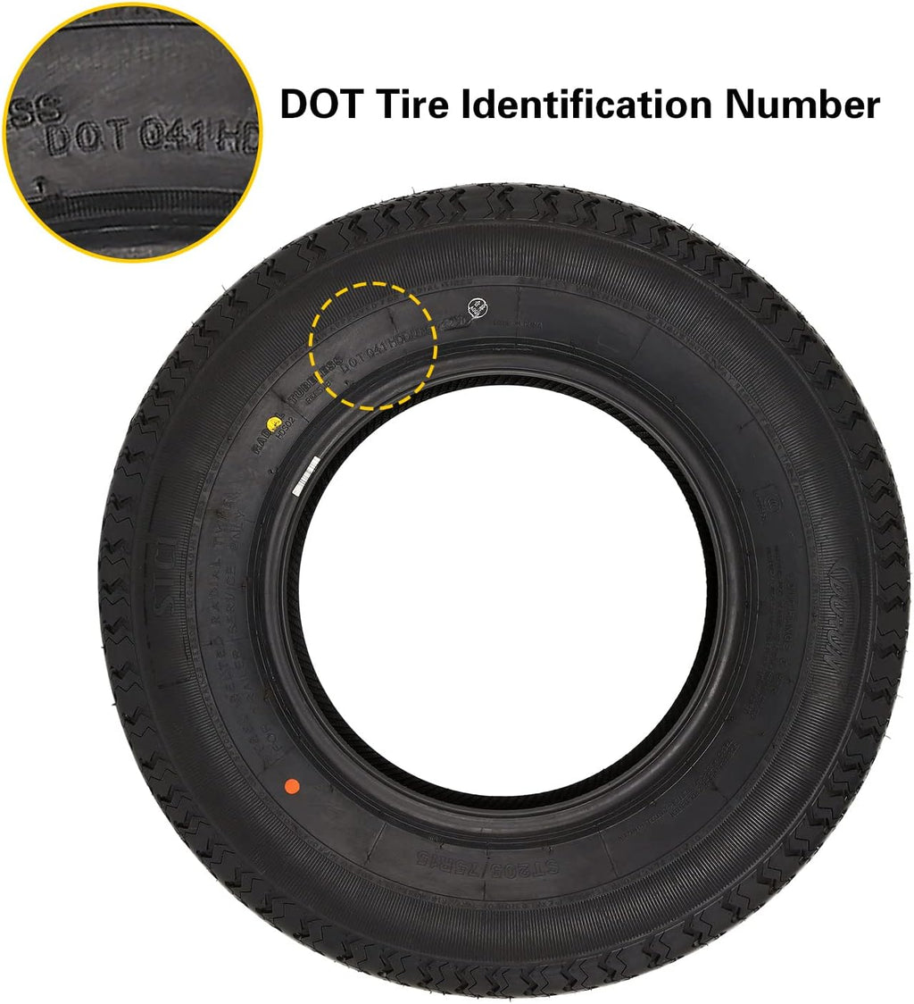 WEIZE 2-Pack ST205/75R15 Radial Trailer Tires, 8-Ply Load Range D