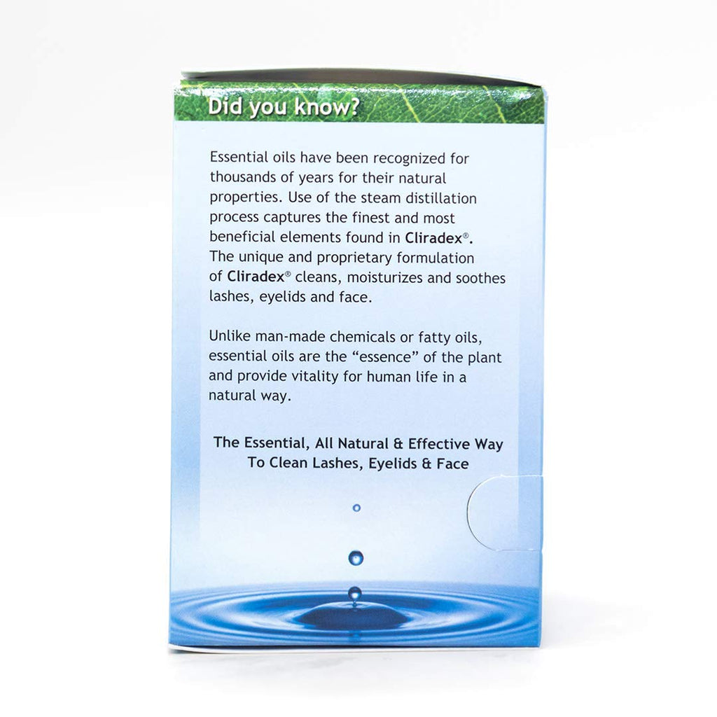 Cliradex Natural Cleansing Towelettes with Tea Tree Oil Extract for Face, Eyelashes and Eyelids, Wipes for Demodex, Blepharitis, MGD and Red, Irritated Eyelids