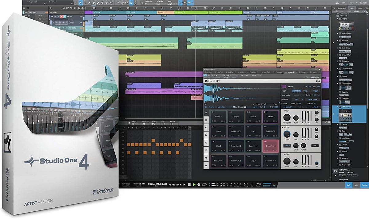 PreSonus AudioBox 96 Studio Recording Bundle with Eris 4.5 BT Bluetooth Monitor Pair, Studio One Artist Software, 1/4-in Instrument Cable, Blue or Black Interface