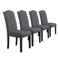 Set of 6 Yaheetech Upholstered Parsons Dining Chairs with Padded Fabric Seats, Nailhead Trim and Wood Legs, Khaki (3 Packages)