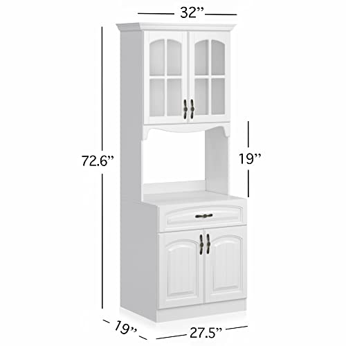 Living Skog Kitchen Cabinet with Microwave Stand and Built-In Storage Shelves