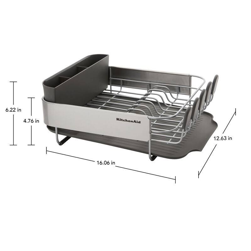 Black KitchenAid Compact Dish Rack, Crafted from Stainless Steel, 16.06-Inch