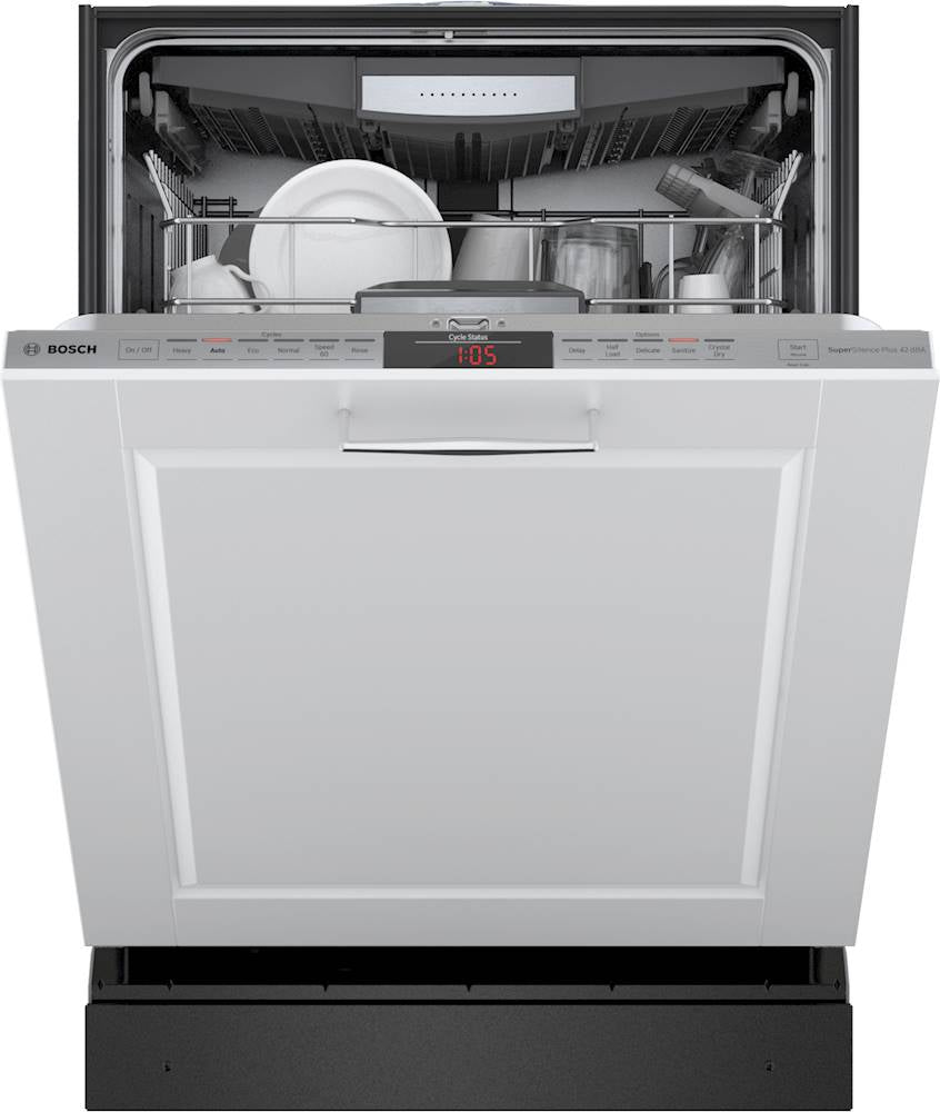 Bosch 800 Series Built-In Dishwasher with Top Controls, CrystalDry, Stainless Steel Tub, 3rd Rack and 42 dBa, 24-Inch Custom Panel Ready