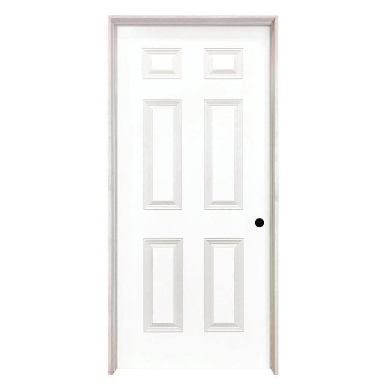 Steves & Sons 6-Panel Textured Interior Door, 28 in. x 80 in., White Primed Composite Hollow Core, Single Prehung
