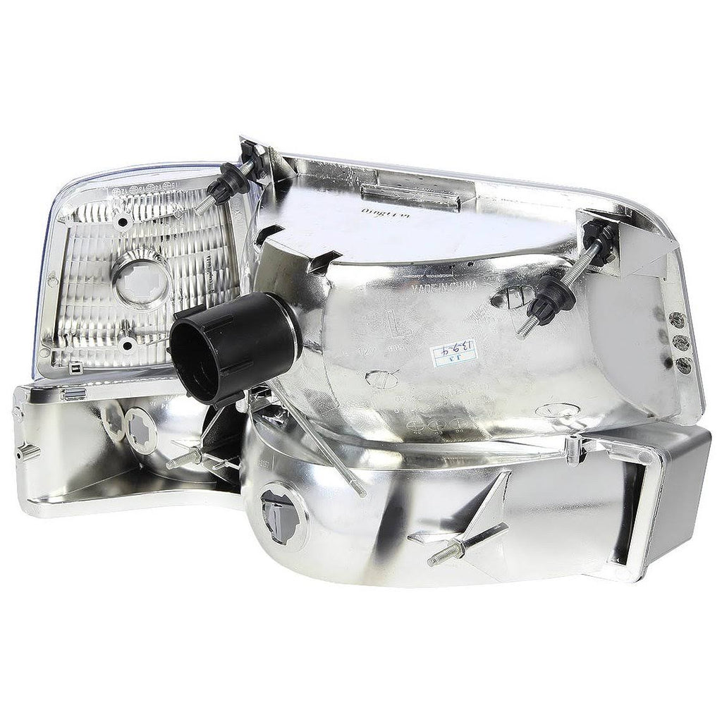 Chrome/Clear 6pcs Headlight and Corner/Side Marker Lamp Set for 92-96 Ford F150/F250/F350/Bronco, 5 Gen 93 94 95, Left+Right, DNA Motoring