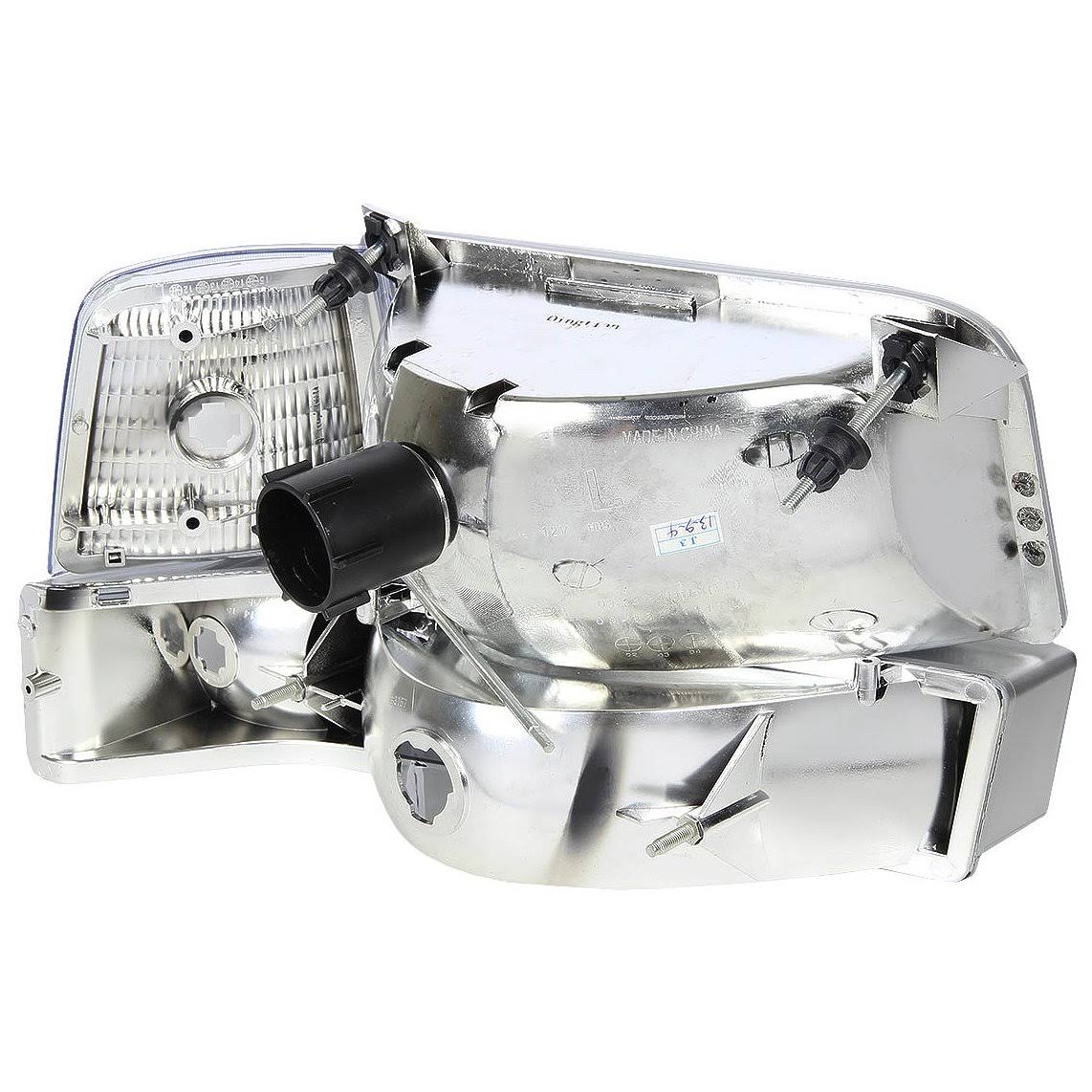 Chrome/Clear 6pcs Headlight and Corner/Side Marker Lamp Set for 92-96 Ford F150/F250/F350/Bronco, 5 Gen 93 94 95, Left+Right, DNA Motoring