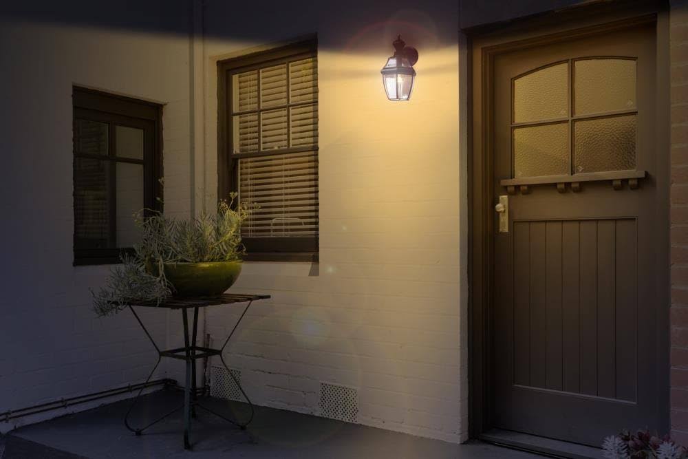 Secure Home Black Outdoor Wall Light with Hanging Carriage Design, 14.5-Inch Height, Medium E-26 Base
