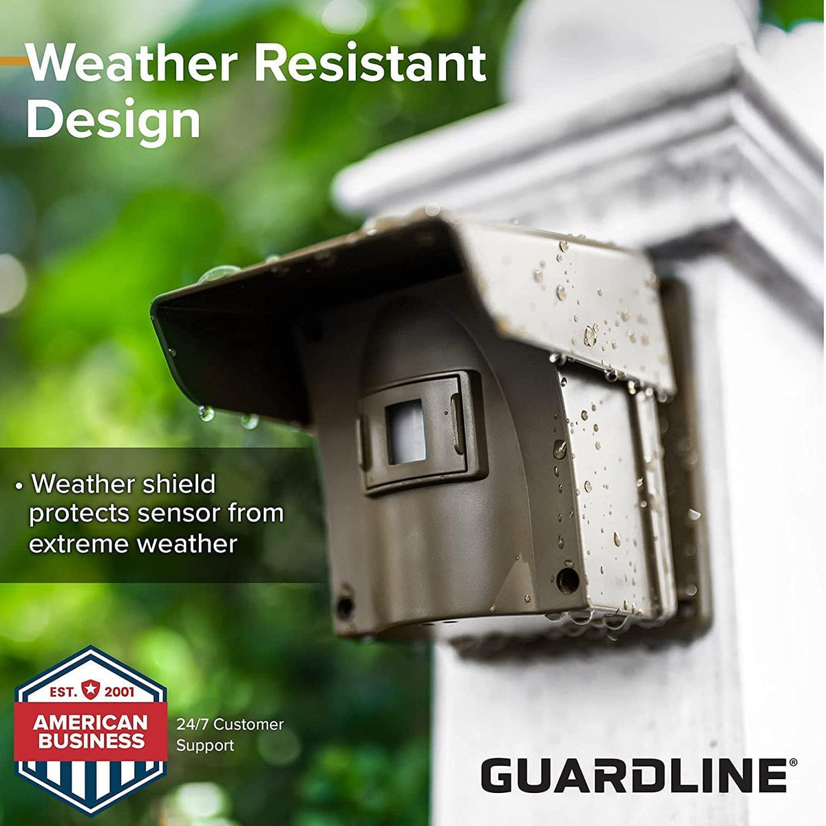 Guardline Wireless Driveway Alarm System with 4 Motion Sensors and 1 Receiver, 500 Foot Range, Weatherproof Outdoor Property Alert