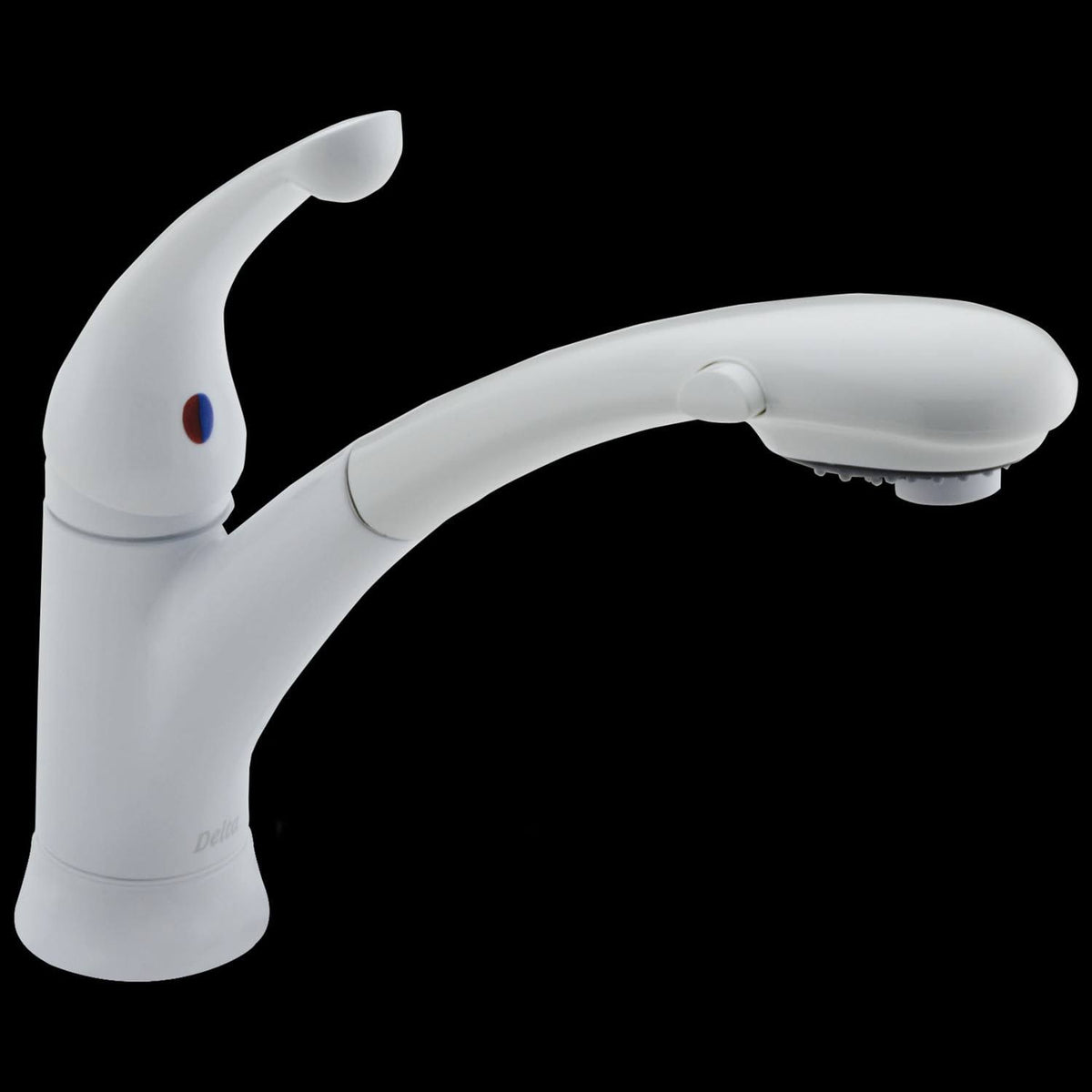Delta 470-WH-DST Signature Kitchen Faucet with Single-Handle Pull-Out Design in White