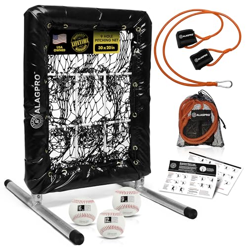 ALAGPRO The Original 9-Hole Baseball and Softball Pitching Net with Strike Zone Pocket and Pitching Target