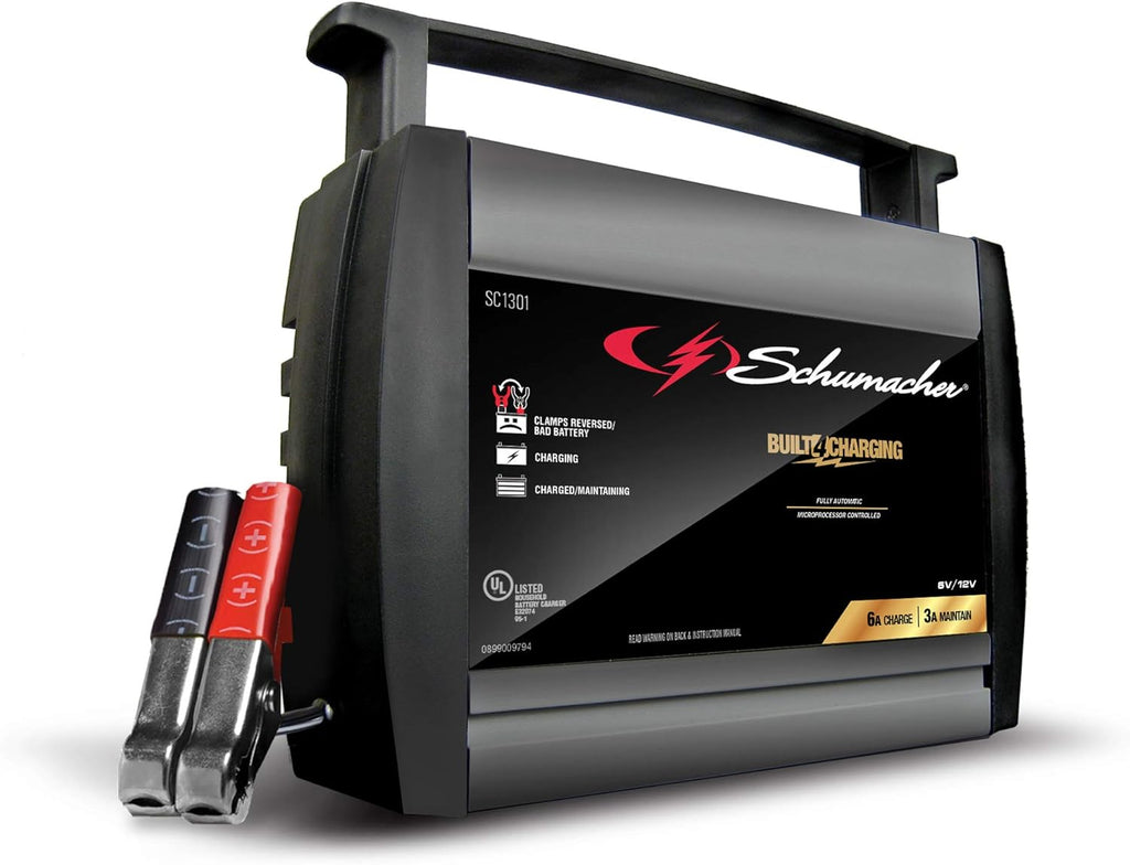 Schumacher Fully Automatic Battery Charger, Maintainer and Auto Desulfator with Battery Detection, 15 Amp/3 Amp, 6V/12V, for Cars, Trucks, SUVs, Marine and RV Batteries