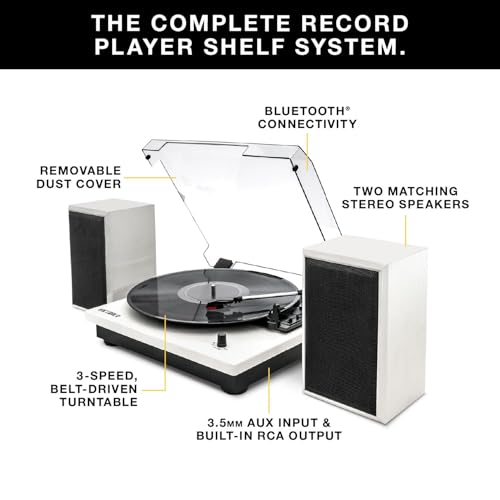 Victrola The Quincy 6-in-1 Bluetooth Record Player & Multimedia Center with 3-Speed Turntable, CD & Cassette Player, AM/FM Radio, Built-In Speakers and Wireless Music Streaming, Natural