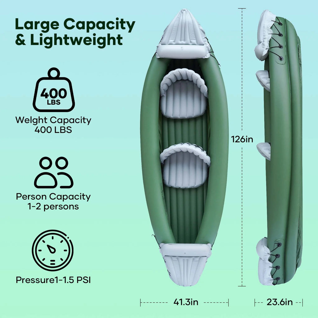 Naipo Inflatable 2-Person Kayak for Adults with Aluminum Oars, Carry Bag, Patch Kit and Air Pump