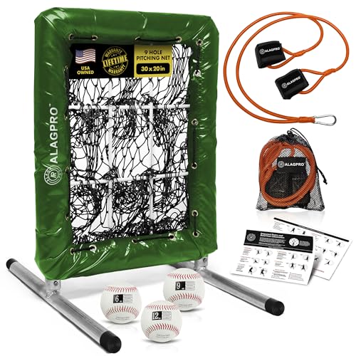ALAGPRO The Original 9-Hole Baseball and Softball Pitching Net with Strike Zone Pocket and Pitching Target