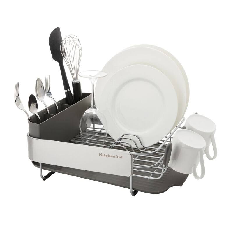 Black KitchenAid Compact Dish Rack, Crafted from Stainless Steel, 16.06-Inch