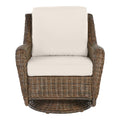 Hampton Bay Cambridge Outdoor Swivel Rocking Chair with Brown Wicker Finish and CushionGuard Almond Tan Cushions