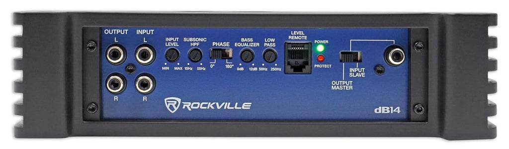 Rockville dB14 Mono Car Audio Amplifier Bundle with 4000W Peak/1000W RMS Output at 2 Ohms and RWK4CU 4 AWG 100% Copper OFC Installation Wire Kit