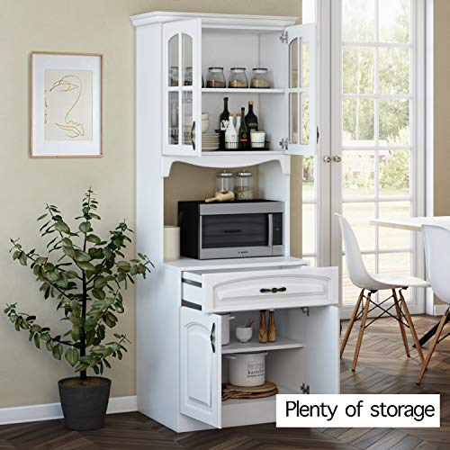Living Skog Kitchen Cabinet with Microwave Stand and Built-In Storage Shelves