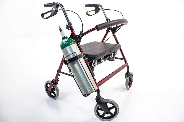 JO2W Walker Oxygen Tank Holder for Rollators and Walking Aids, Fits One D or E Cylinder