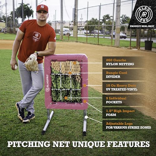 ALAGPRO The Original 9-Hole Baseball and Softball Pitching Net with Strike Zone Pocket and Pitching Target