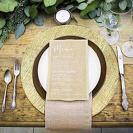 24-Piece Set of 13-Inch Gold Wooden Textured Round Charger Plates by Balsacircle, Designed for Dinner Parties, Weddings and Holidays