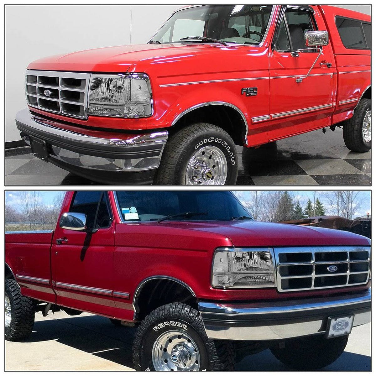 Chrome/Clear 6pcs Headlight and Corner/Side Marker Lamp Set for 92-96 Ford F150/F250/F350/Bronco, 5 Gen 93 94 95, Left+Right, DNA Motoring