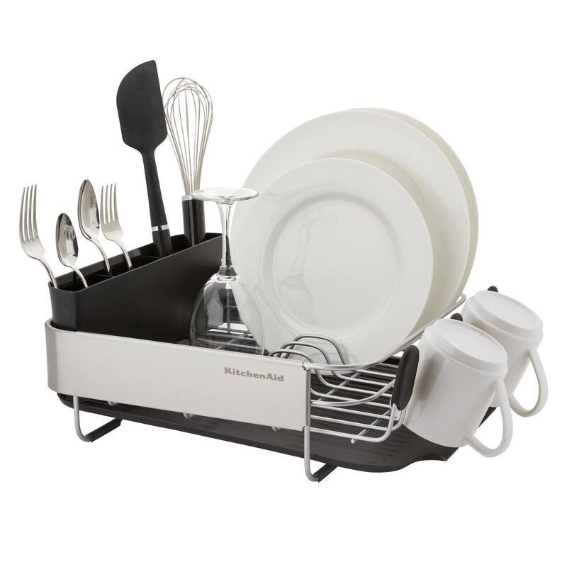 Black KitchenAid Compact Dish Rack, Crafted from Stainless Steel, 16.06-Inch