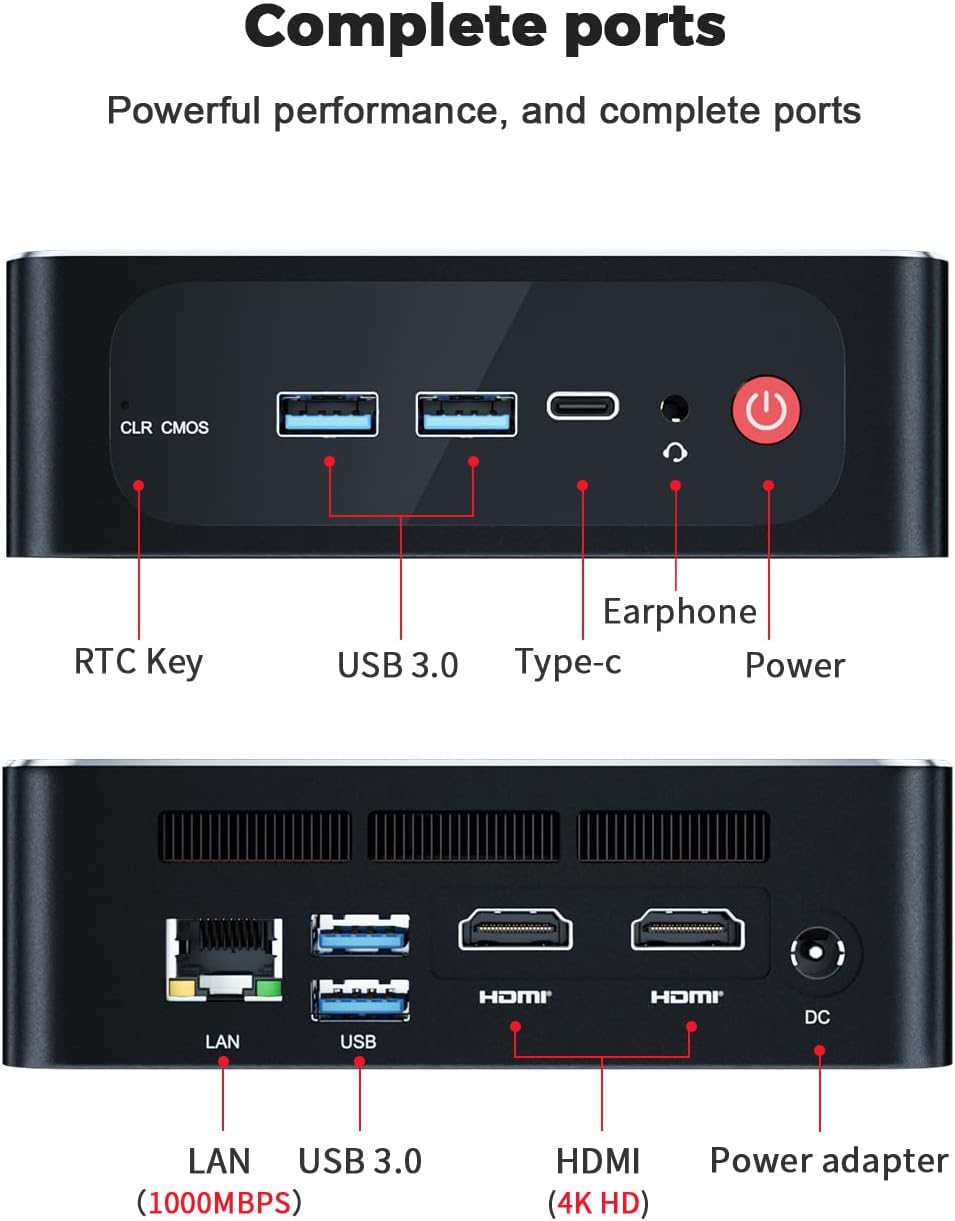 Beelink SER4 Mini Gaming PC with Windows 11, AMD Ryzen 7 4800U 7nm Processor, 8C/16T up to 4.2GHz, 32GB DDR4 RAM, 512GB NVMe SSD, 4K@60Hz Triple Display, Dual HDMI and Type-C, 57W, WiFi 6E, Bluetooth 5.0