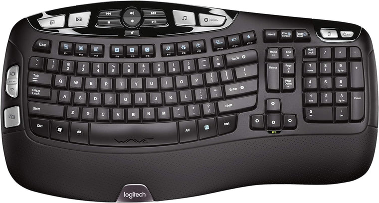 Logitech K350 Wireless Wave Ergonomic Keyboard with Unifying Technology, Black